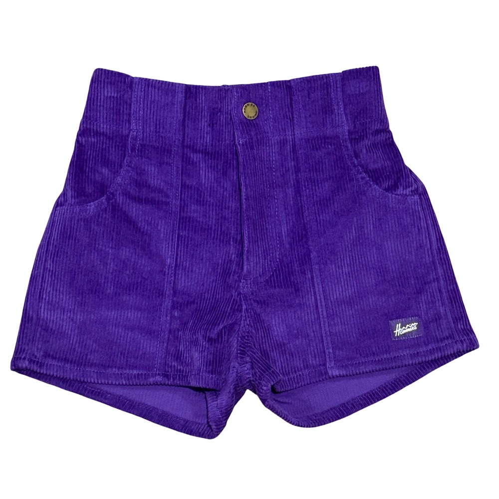 Hammies Women Purple Corduroy Shorts 70s Retro High Waisted Size 24 NWT